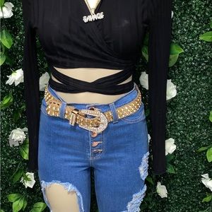 Casual Black Crop Top